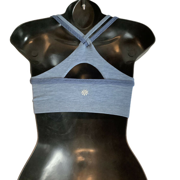 Athleta XS Blue Ruched Front Sports Bra Activewear Yoga Gym Top - Picture 5 of 5
